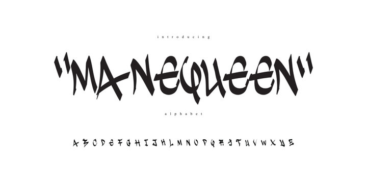 Manequeen Graffity Edgy Brush Alphabet Font &ndash; Bold Handwritten Street Style Typeface