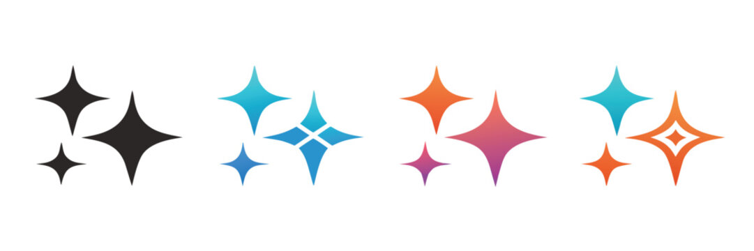 Generate icon. AI stars icon. Set of Artificial intelligence logo. AI enters by command prompt to generate ideas. Chat with AI. Icon element for apps web. Computer help assistant. Vector illustration.