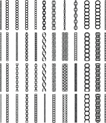 Chain border collection set with different metal link styles isolated elements