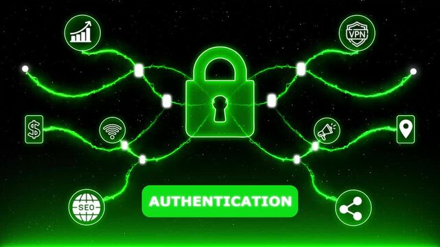 Multi-Factor Authentication Concept Animation for Secure User Login and Data Access.