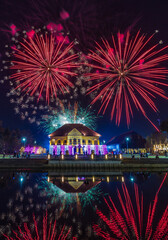 Colourful of fireworks in the night of celebration.