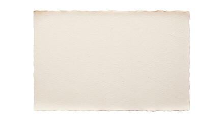 Obraz premium Rough handmade paper texture isolated PNG, natural off-white paper with deckle edges for watercolor painting and mixed media art