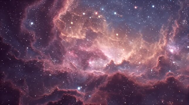 Colorful Galaxy Nebula Cloud in Deep Space Video.