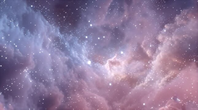 Colorful Galaxy Nebula Cloud in Deep Space Video.