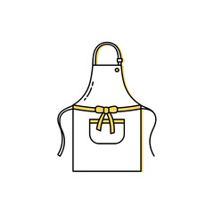 Simple yellow and white aprons with pocket and bow design  