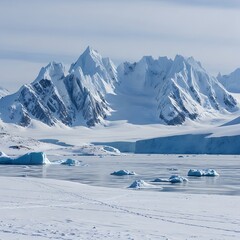Frozen Majesty: Antarctica's Icy Peaks and Glacial Waterscape