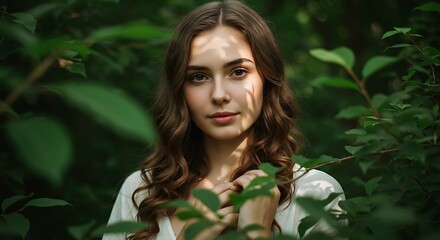 Emerald Gaze: Portrait in Verdant Foliage