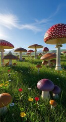 Mushroom Meadow: Dreamlike 3D Render