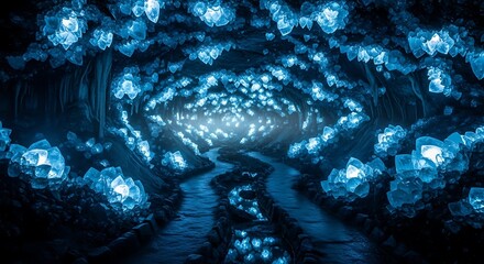 Crystal Cavern: Ethereal Glow 3D Render