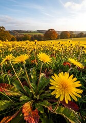 Golden Meadow: Sunlight on Autumn Blooms