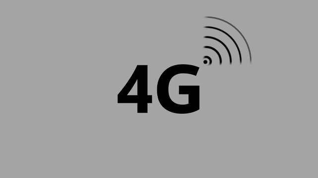the Animated 4g network icon. abstract 4G Wi Fi Signal on white Background with black Glow Wireless Network Symbol Wi-Fi. Technology concept icon. 