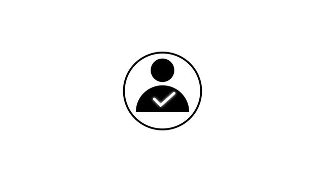 Minimalist user profile icon with check mark symbol. Professional account validation and secure access approval concept on white background. check Icon for your Project.