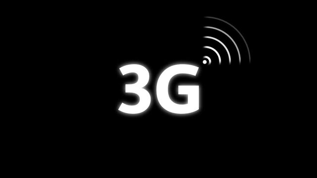the Animated 3g network icon. abstract 3G Wi Fi Signal on Black Background with White Glow Wireless Network Symbol Wi-Fi. Technology concept icon. 