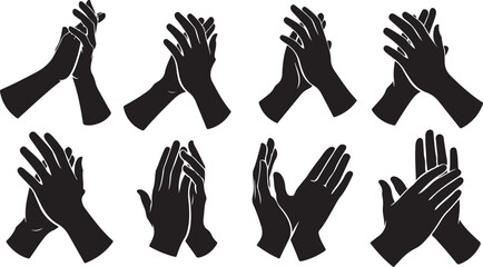 Fototapeta premium Collection of black hand silhouettes in various positions and gestures