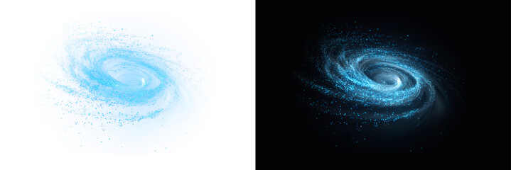 Blue Swirl Shapes for Graphic Overlay with Twirl Effect Isolated on Transparent PNG