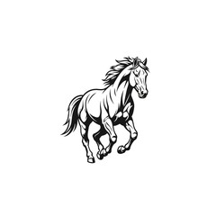 Dynamic Black and White Horse Galloping Freely