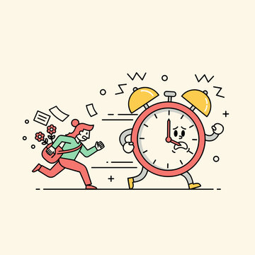 Flat Vector Deadline Rush Chase Scene
