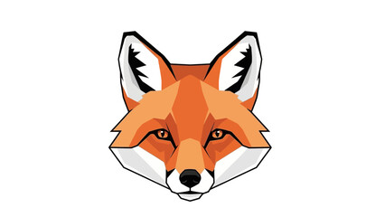 Obraz premium Geometric Fox Head Logo Design, Minimalist Animal Portrait, Orange and White