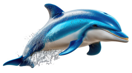 Fototapeta premium Dolphin's Grace: An elegant dolphin, a symbol of freedom, leaps from the water. Its sleek body glistens, droplets of water in mid-air create a captivating spectacle of aquatic beauty.