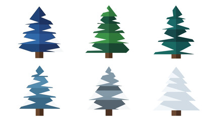 Obraz premium Set of stylized Christmas trees in various colors and styles