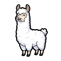 Obraz premium Cartoon Llama Illustration on White Background.