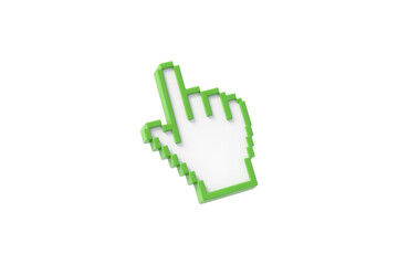 Obraz premium Lime Green Pixel Hand Cursor Isolated