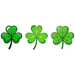 Collection of green shamrock and clover 