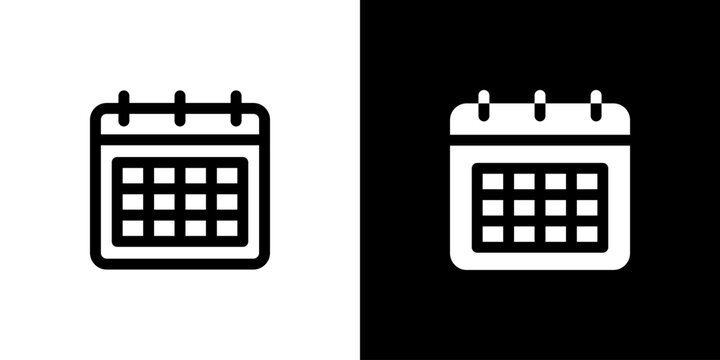 Calendar icon concept with flat Black White Background. Vector illustration.
