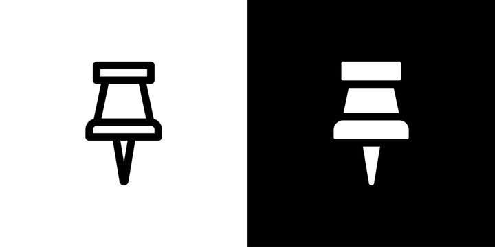 Pin icon concept with flat Black White Background. Vector illustration.