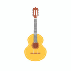 Obraz premium Acoustic Guitar Illustration: Musical Instrument with Brown Fretboard and Golden Yellow Body