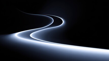 Elegant Curved Light Trail on Dark Background for Creative Use