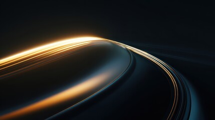 Abstract Light Trail Curves in Soft Darkness with Glowing Effects