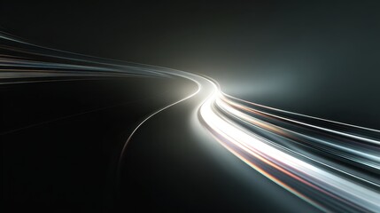 Abstract light trail with smooth curves in dark background