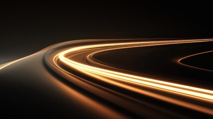 Smooth Curved Light Trails on Dark Background for Abstract Design