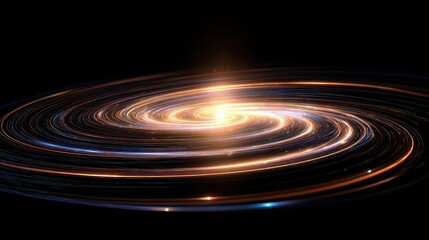 Stunning Swirling Galaxy with Vibrant Light Trails in Dark Space