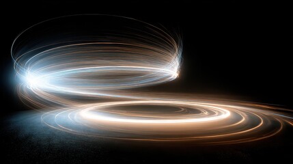 Light Trails in Motion with Dynamic Swirls Against a Dark Background