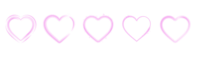 Heart white light line isolated on transparent background. PNG Heart light glow effect banner design © Ann_Sereda