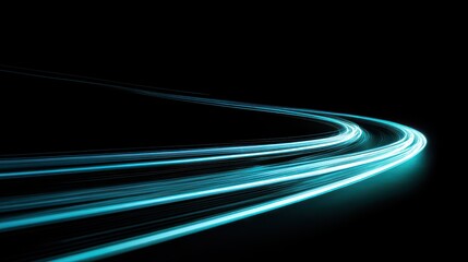 Smooth Blue Light Trails on a Dark Background for Abstract Concepts