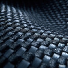 Obraz premium detailed macro view of smooth black carbon fiber texture, intricate woven pattern with subtle reflections, matte and glossy highlights, modern high-tech industrial material