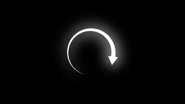 Circle arrow refresh and reload icon with neon animation 4k alpha channel