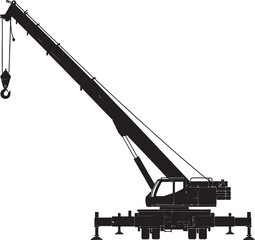 Black silhouette of a mobile crane with extended boom and hook on a white background also transparent background © Pixel With MH
