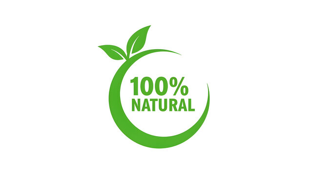 Green 100 natural logo isolated on transparent background