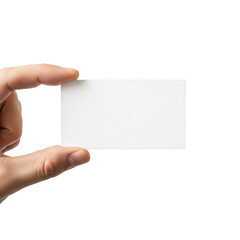 Obraz premium Hand holding blank business card isolated on transparent background