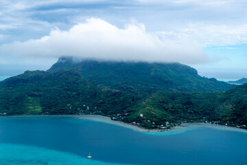 Aerial View of Bora Bora Island in French Polynesia