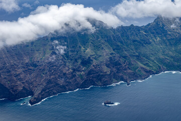 Aerial view of Hiva Oa in the Marquesas Islands, French Polynesia