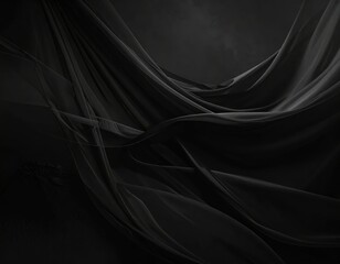 Elegant Black Fabric Flowing Gracefully in Soft Natural Light