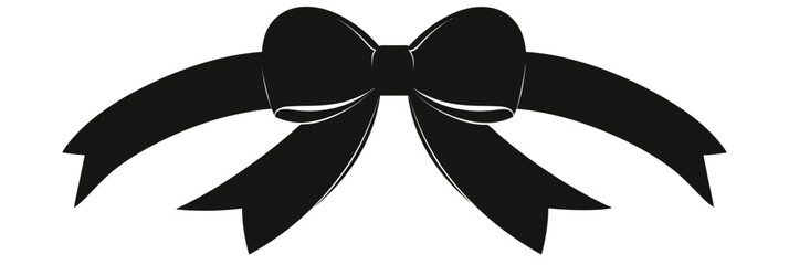 Black Ribbon Bow Vector Illustration with Flat Minimalist Design Elegant Decorative Element for Celebration and Gift Decoration