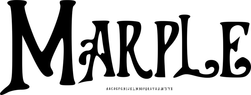 Marple Fantasy Serif Font - Magical Decorative Alphabet Typeface with Fairytale Curves for Novel Covers, Mythical Branding, Kids Storybook, and Enchanted Event Typography Vector Illustration