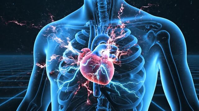 3D medical animation of cardiac arrhythmia and heart fibrillation