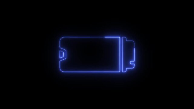 Abstract neon glowing ssd storage icon animation on a dark black background
